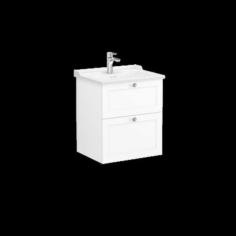 Модуль Root Classic 60 см с классической раковиной, 2 ящика, матовый белый
