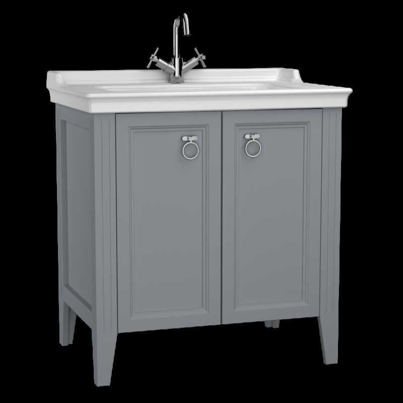 Valarte Модуль c раковиной 80 см с дверцами, цвет серый