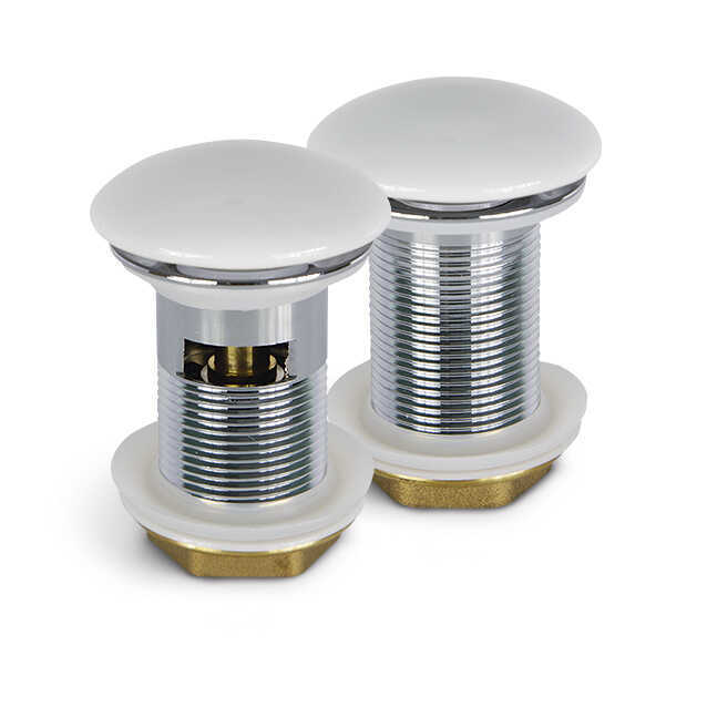 Донный клапан Redo с переливом керамический, белый