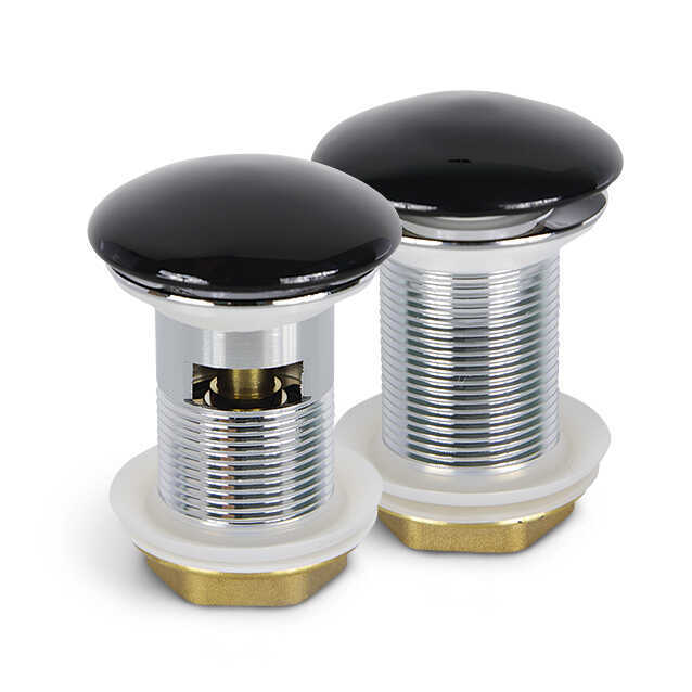 Донный клапан Redo с переливом, металлический, черный матовый