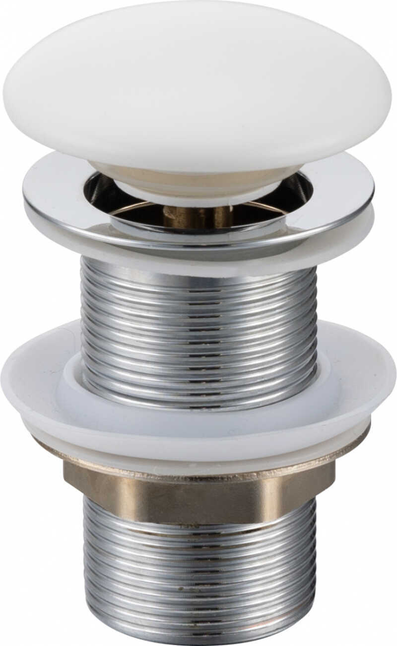 Донный клапан без перелива, керамический, матовый белый