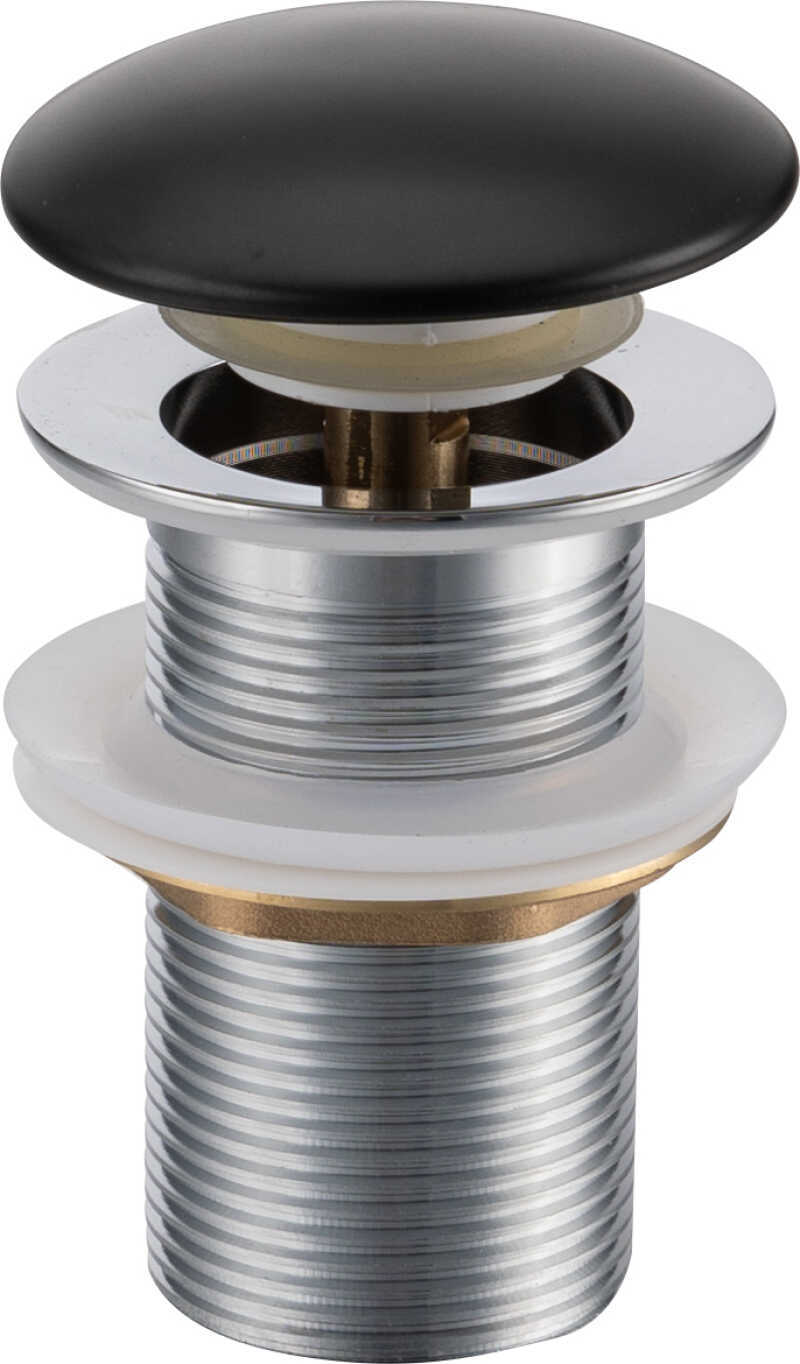 Донный клапан без перелива, керамический, матовый черный