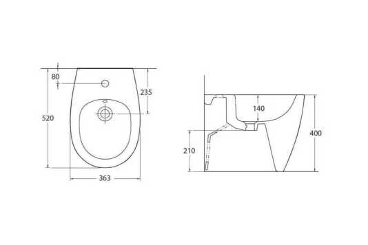 4.11008.20 FANTASY, Биде приставное, 520x363мм, белое (269471)