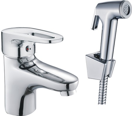 Смеситель для раковины с гигиеничесим душем Haiba HB 1268