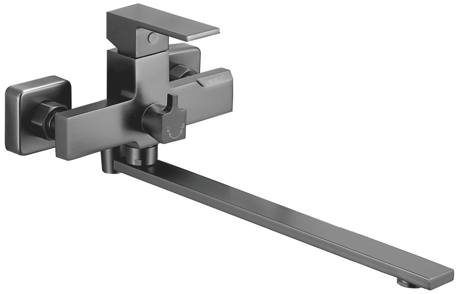 Смеситель для ванны, длинный излив, латунь, оружейная сталь, B22613-3