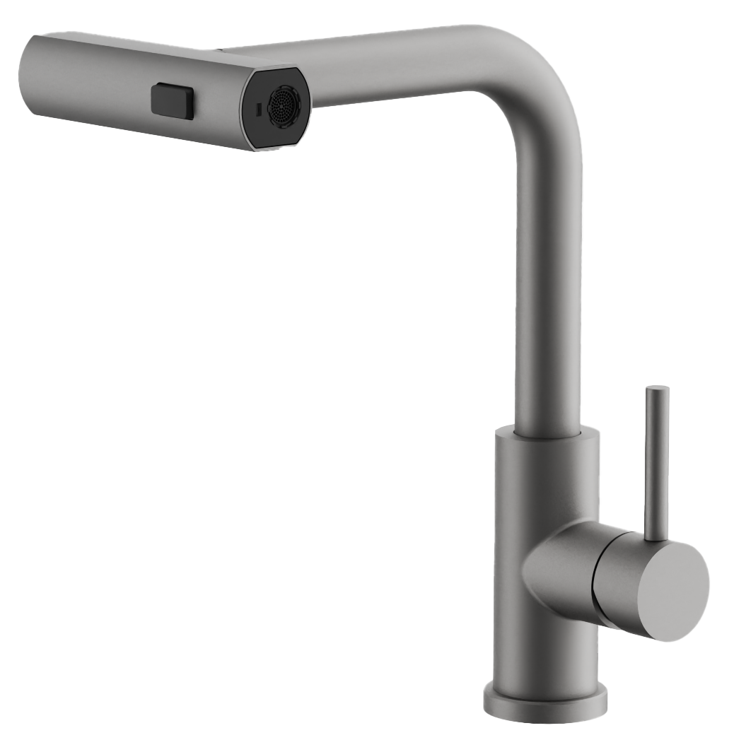 Смеситель для кухни, выдвижной излив, нержавеющая сталь, оружейная сталь, B74811-3