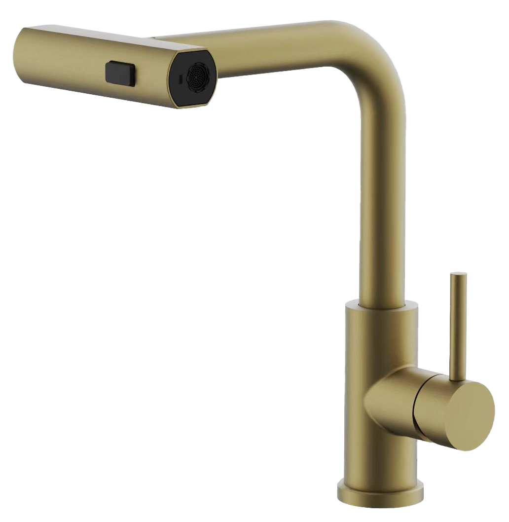 Смеситель для кухни, выдвижной излив, нержавеющая сталь, золото B74811-5