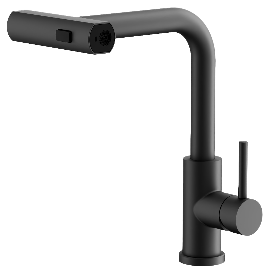 Смеситель для кухни, выдвижной излив, нержавеющая сталь, черный, B74811-7