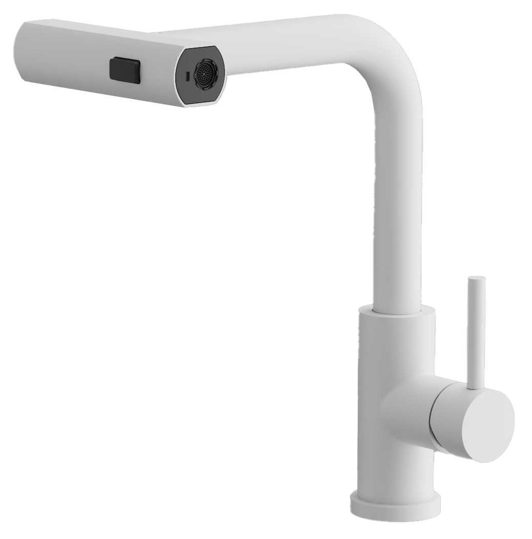 Смеситель для кухни, выдвижной излив, нержавеющая сталь, белый B74811-8