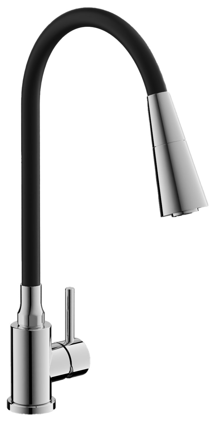 Смеситель для кухни, гибкий излив, нержавеющая сталь, хром