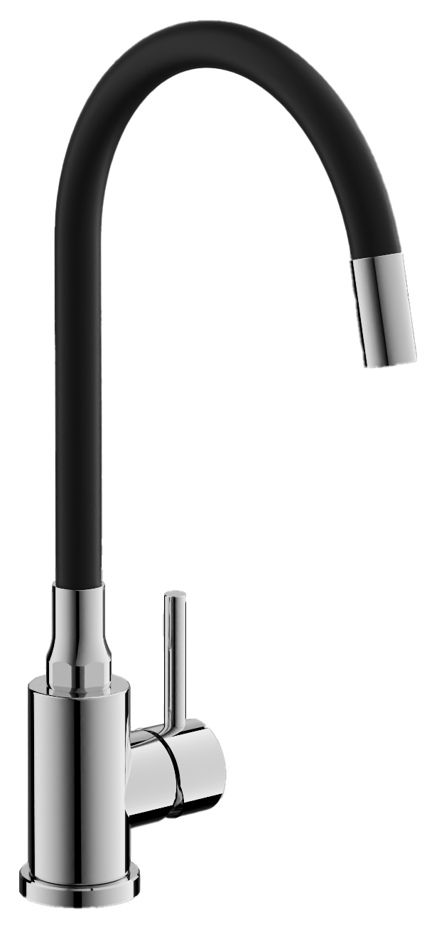 Смеситель для кухни, гибкий излив, нержавеющая сталь, черный