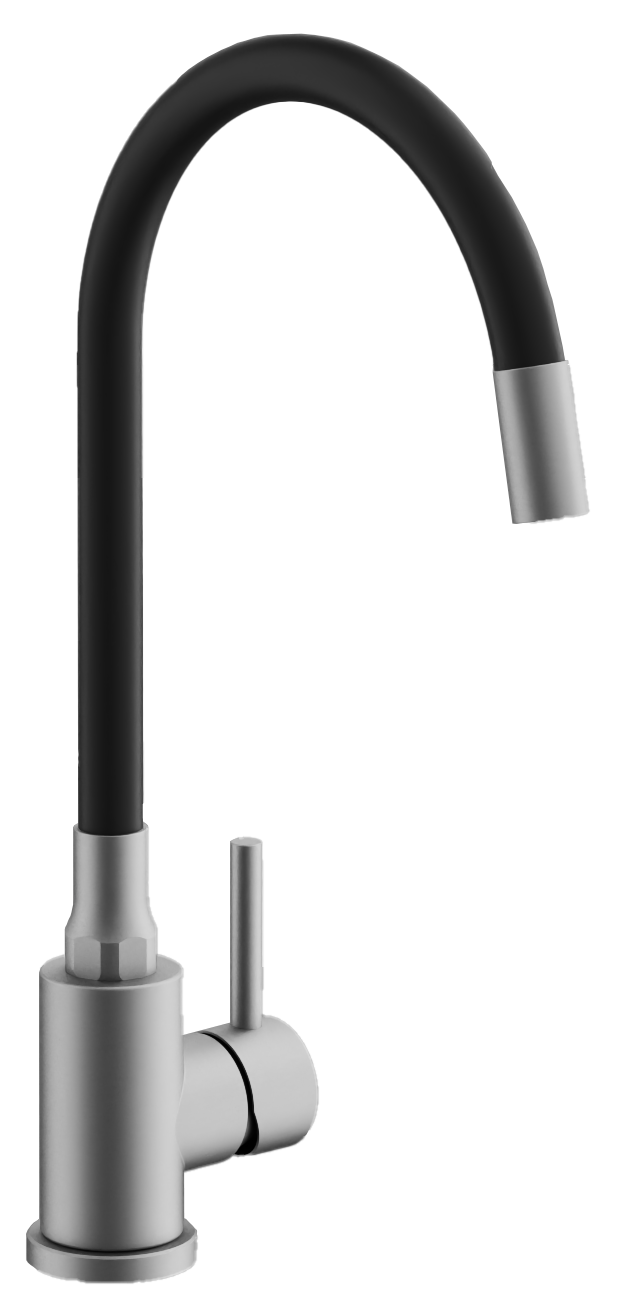 Смеситель для кухни, гибкий излив, нержавеющая сталь, сатин