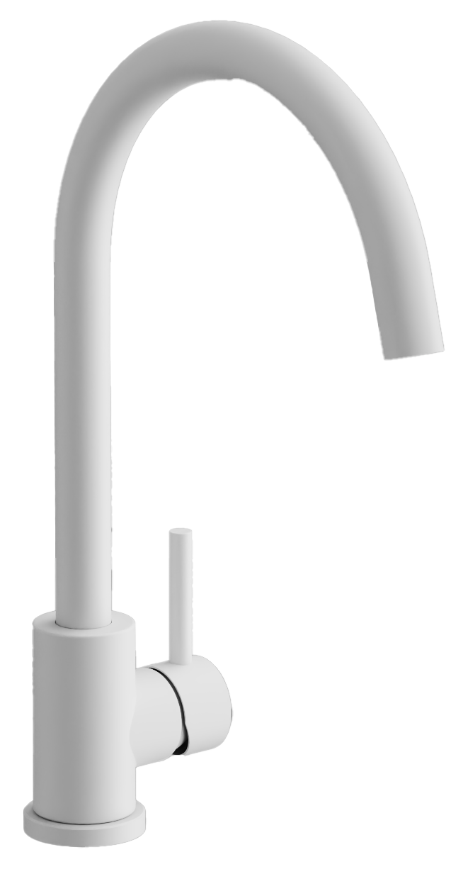 Смеситель для кухни, нержавеющая сталь, белый