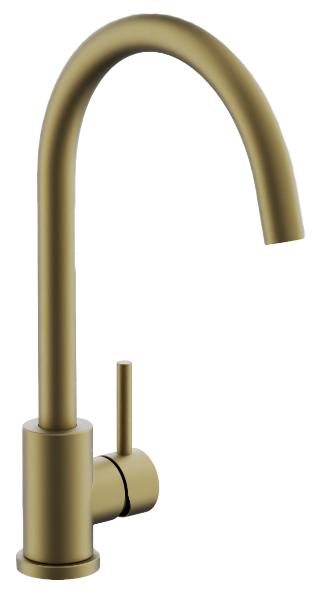 Смеситель для кухни, гибкий излив, нержавеющая сталь, брашированное золото
