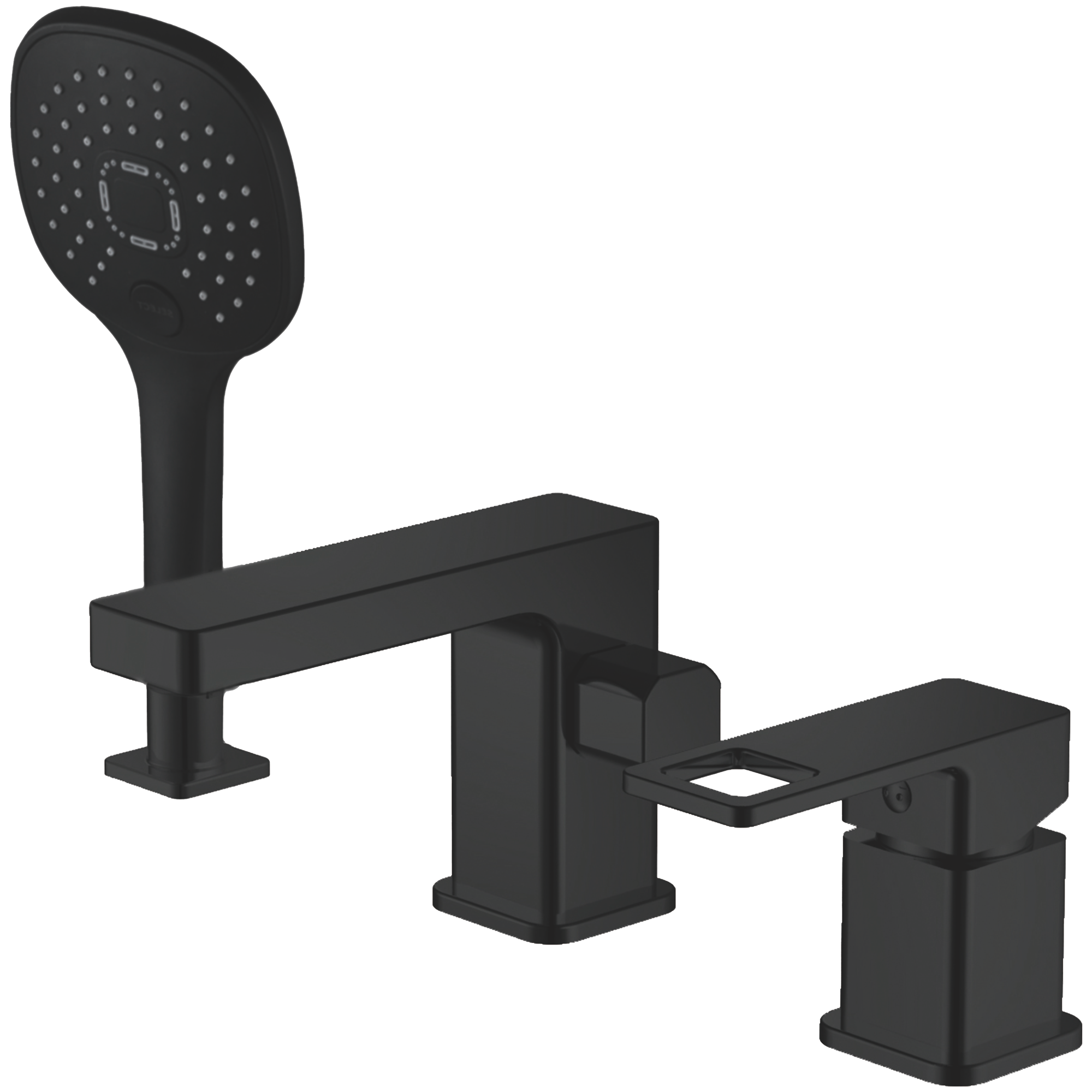 Смеситель для ванны на борт, 3 отверстия, черный