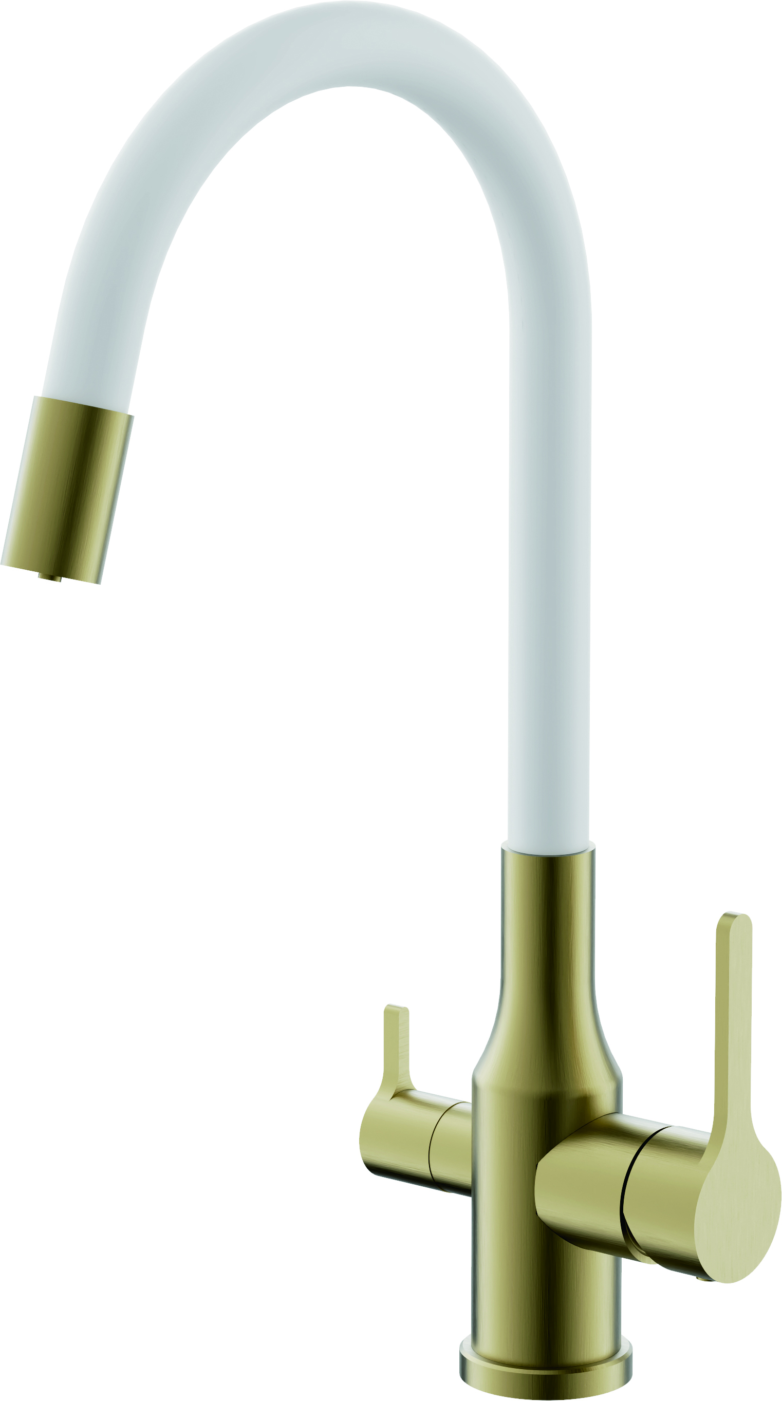 Смеситель для кухни, гибкий излив, нержавеющая сталь, брашированное золото, B76814-5