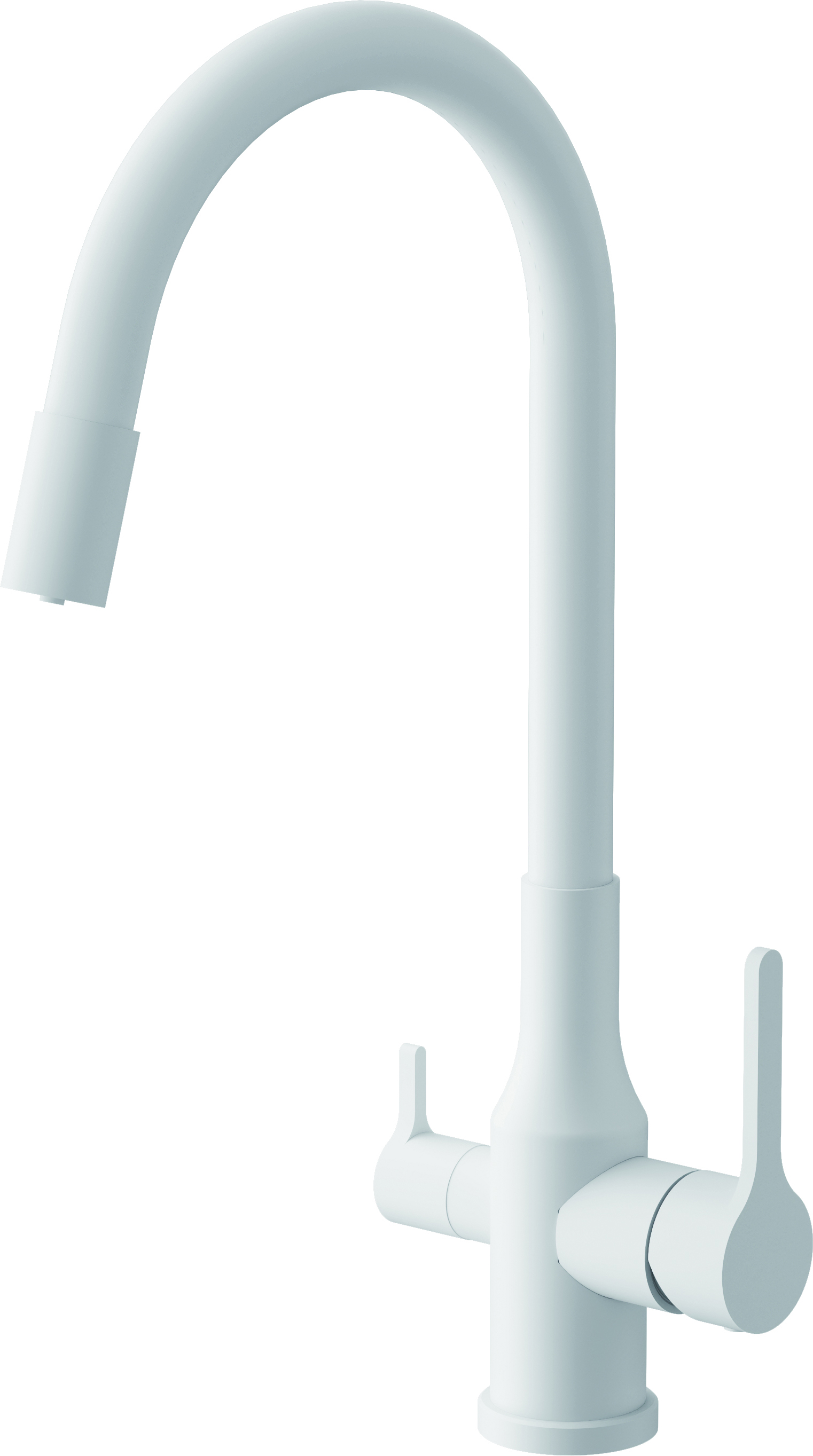 Смеситель для кухни, гибкий излив, нержавеющая сталь, белый, B76814-8