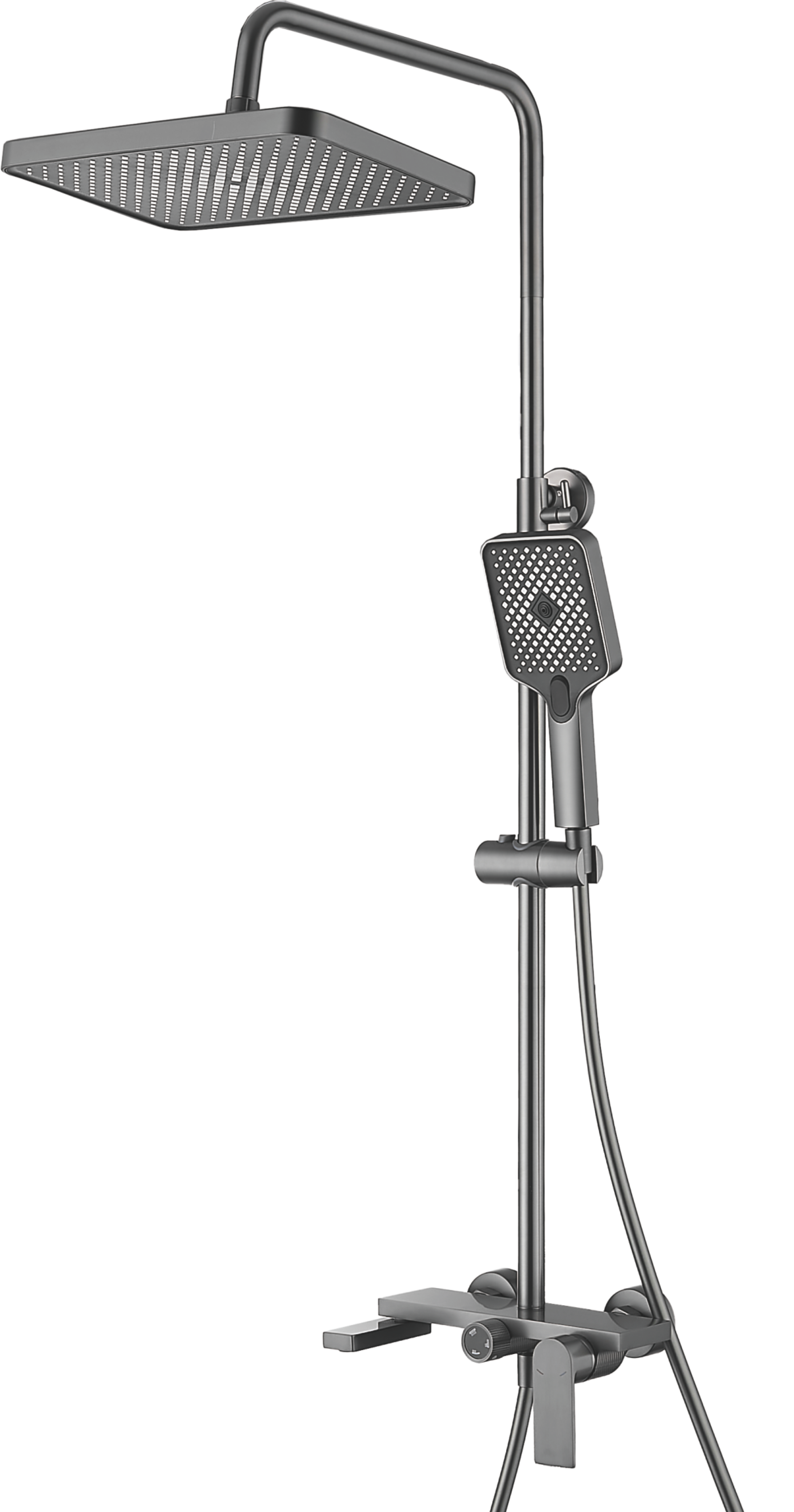 Душевая система, тропический душ, латунь, оружейная сталь B24678-3