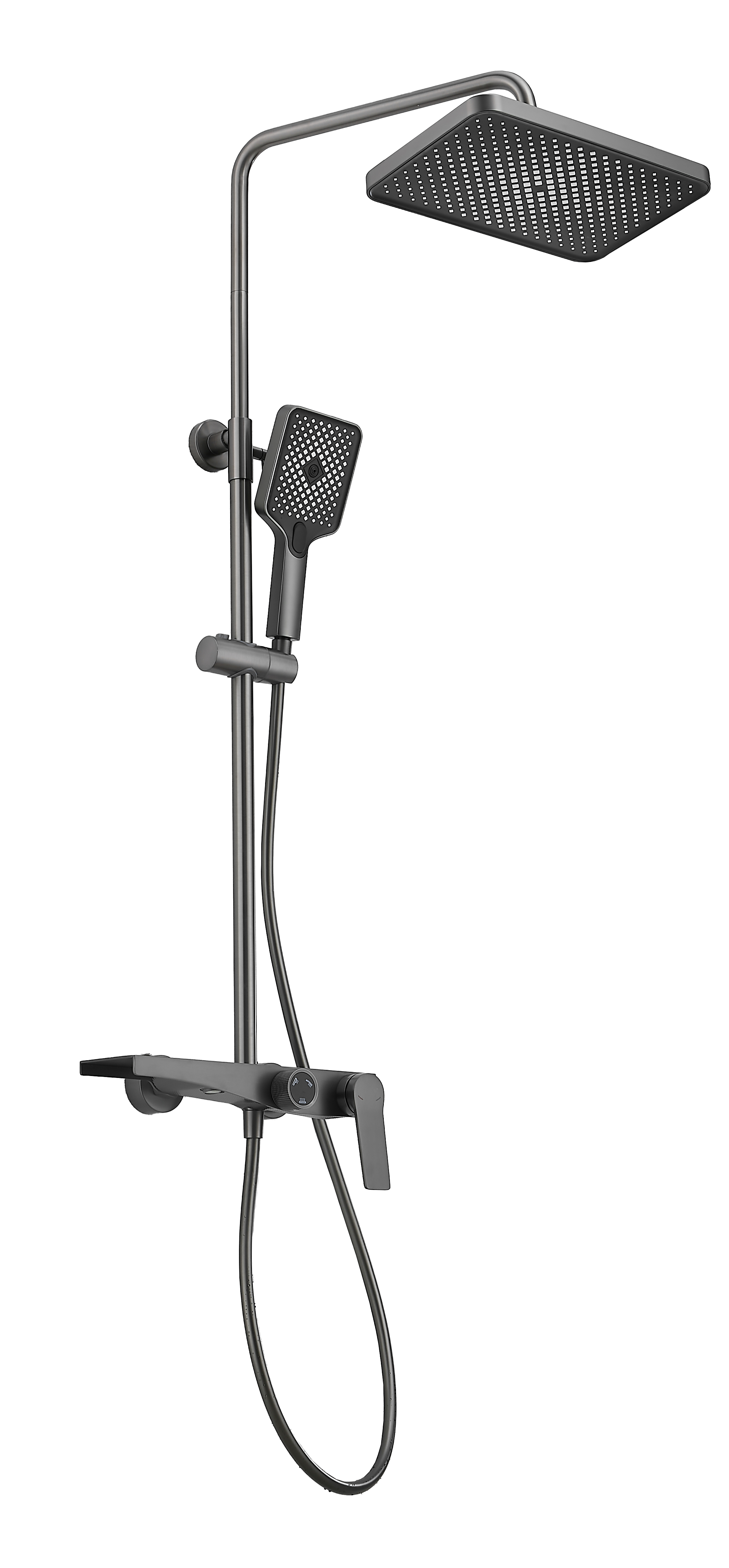 Душевая система, тропический душ, латунь, оружейная сталь B24572-3