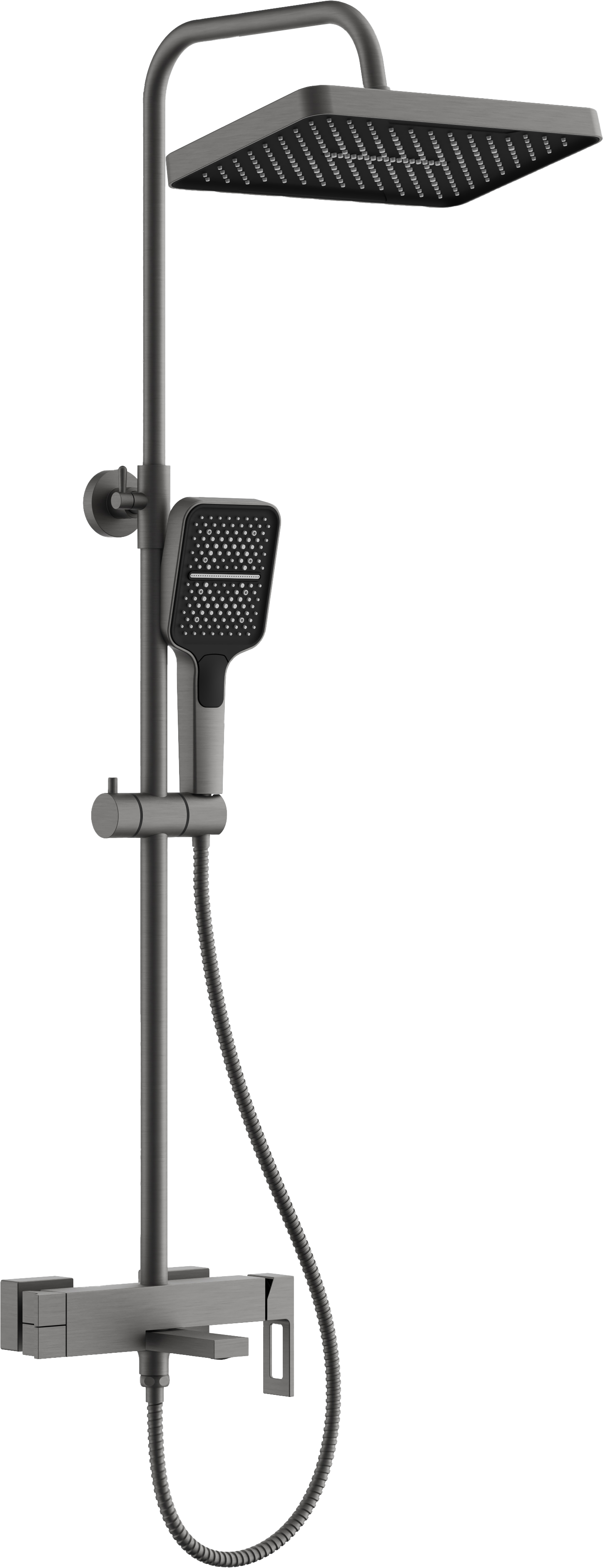 Душевая система, тропический душ, латунь, оружейная сталь B24658-3