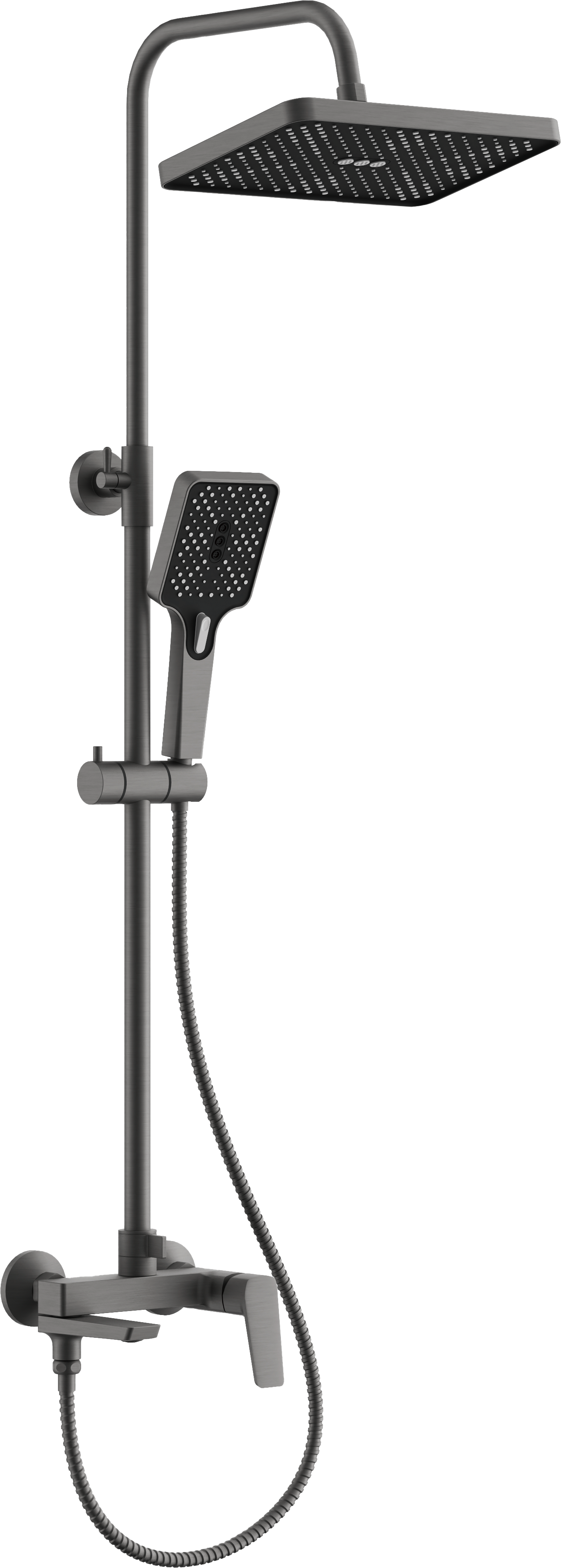 Душевая система, тропический душ, латунь, оружейная сталь B24715-3