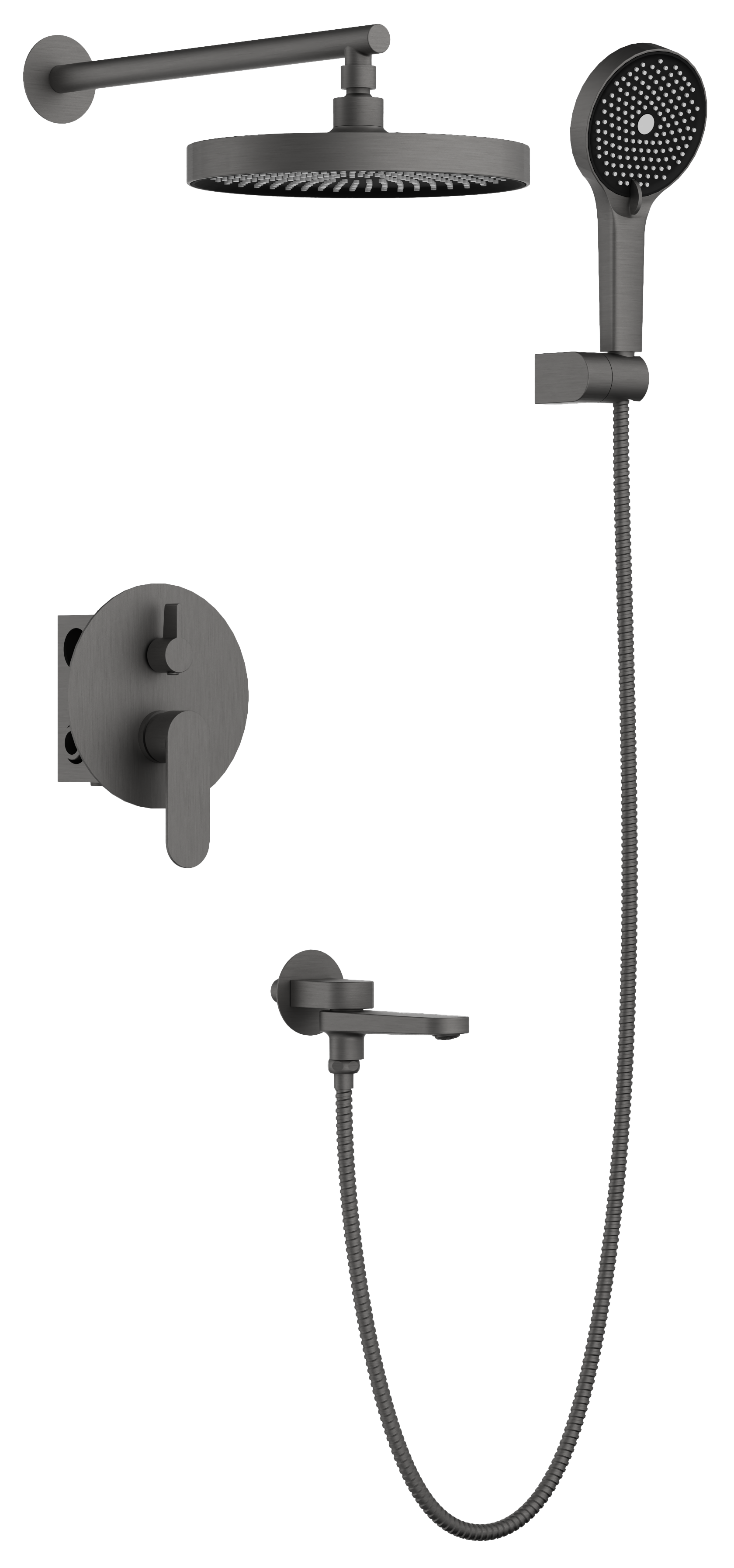 Душевая система, встраеваемая, латунь, оружейная сталь B80713-3