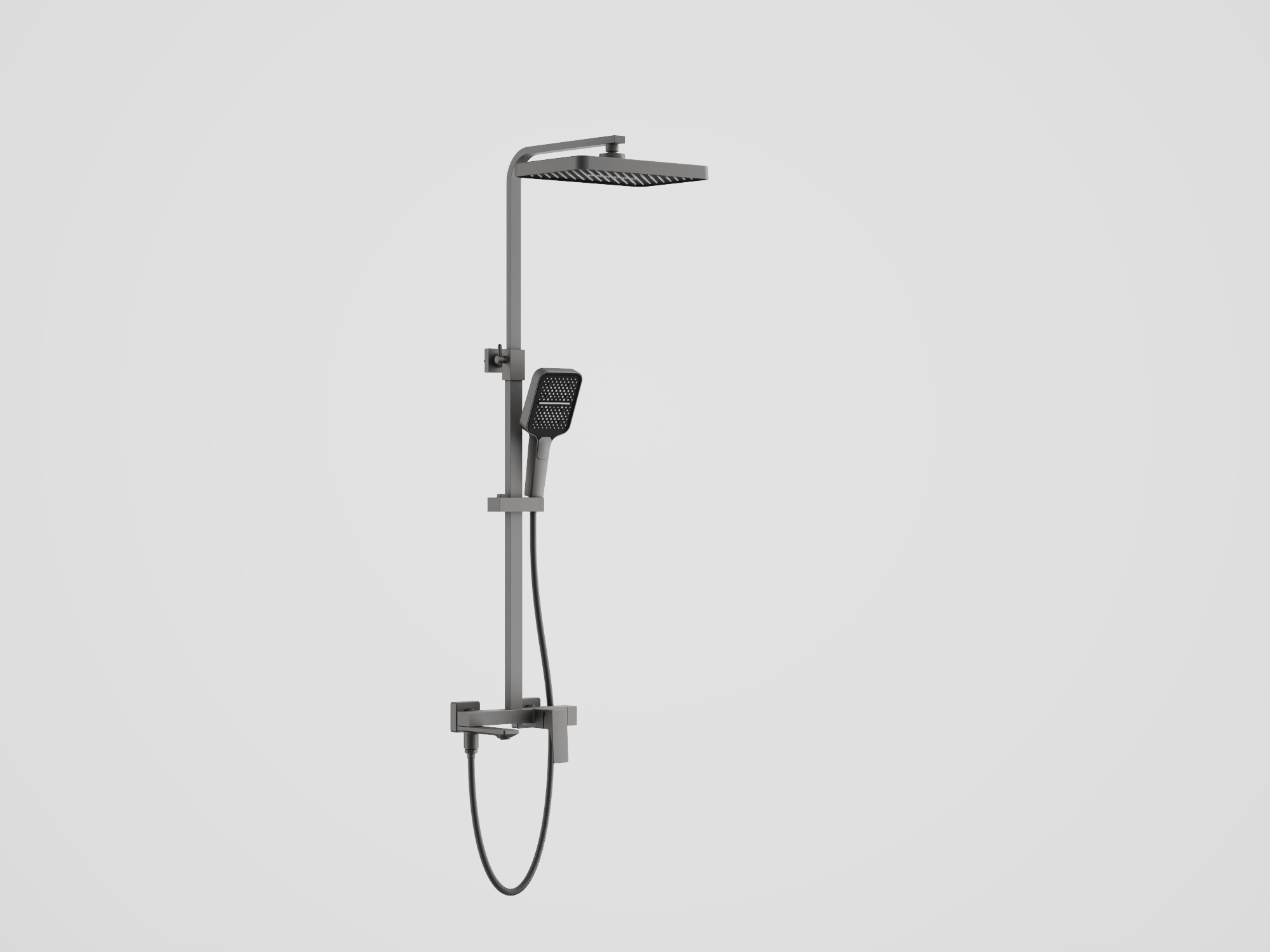 Душевая система, тропический душ, латунь, оружейная сталь B24709-3