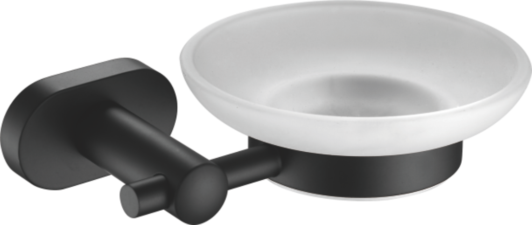 Мыльница стеклянная, нержавеющая сталь, черный B90102