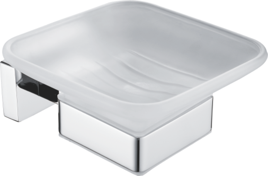 Мыльница стеклянная, нержавеющая сталь, хром B90202