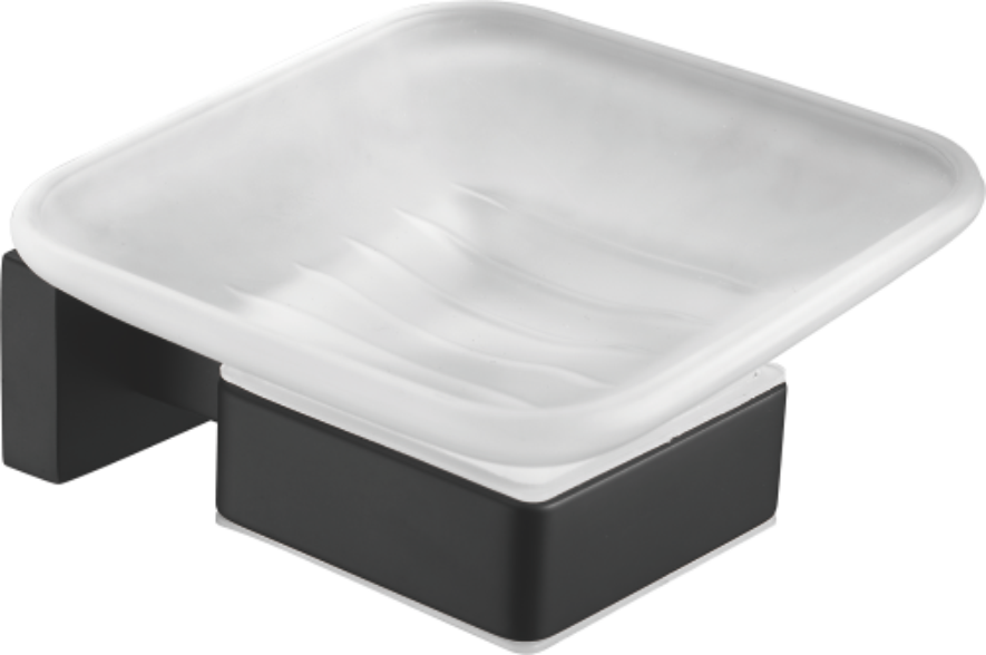 Мыльница стеклянная, нержавеющая сталь, черный B90302