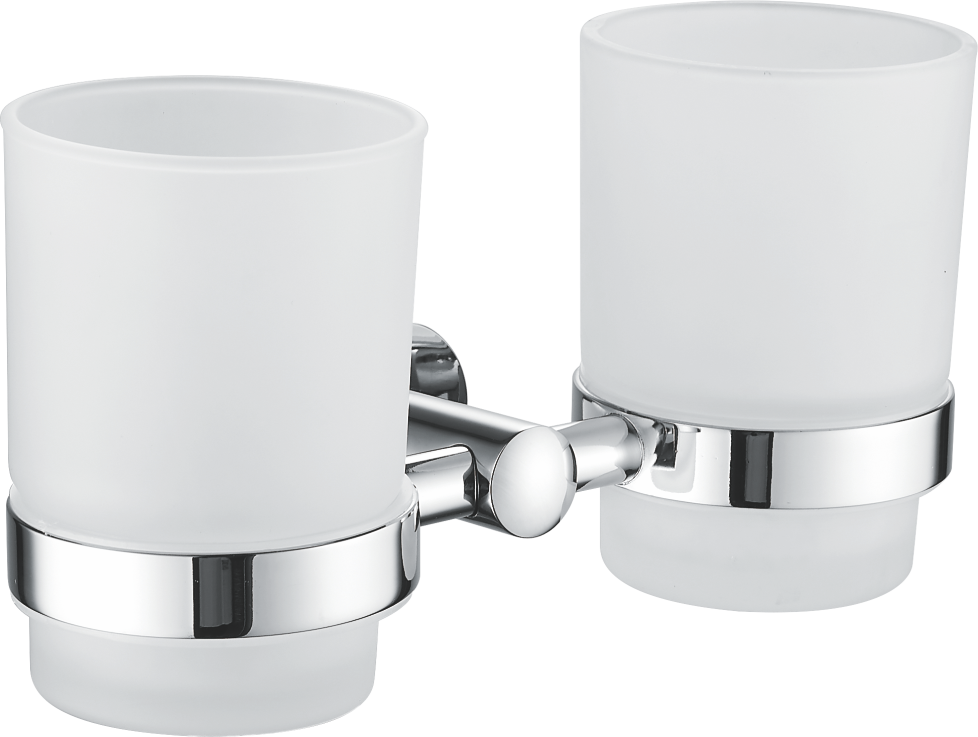 Стакан двойной стеклянный с держателем, нержавеющая сталь, хром B90008