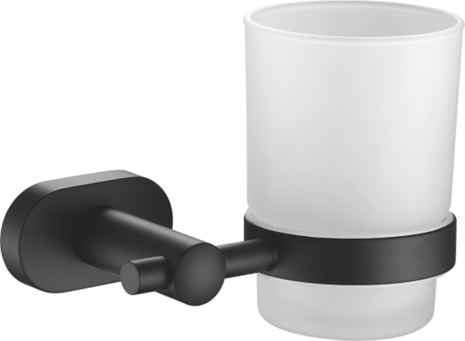 Стакан, стеклянный с держателем, нержавеющая сталь, черный B90106