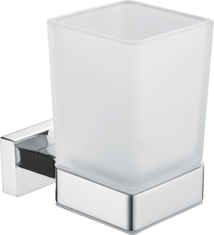 Стакан, стеклянный с держателем, нержавеющая сталь, хром B90206