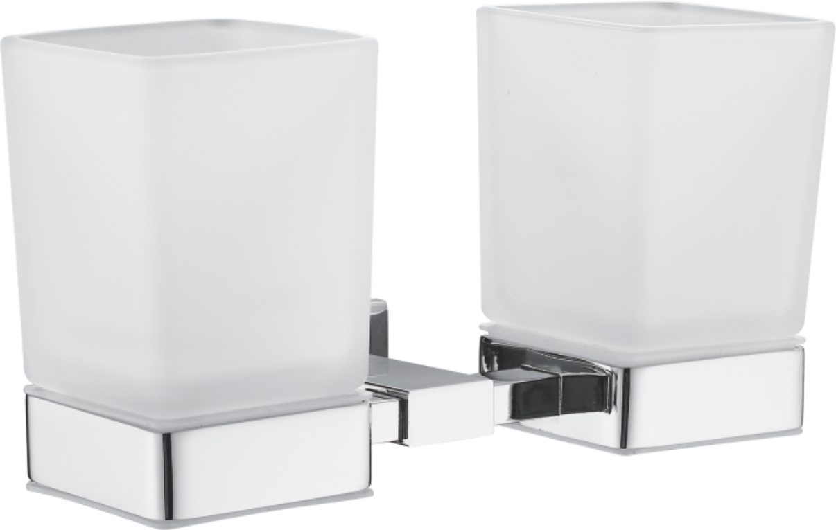 Стакан двойной стеклянный с держателем, нержавеющая сталь, хром B90208