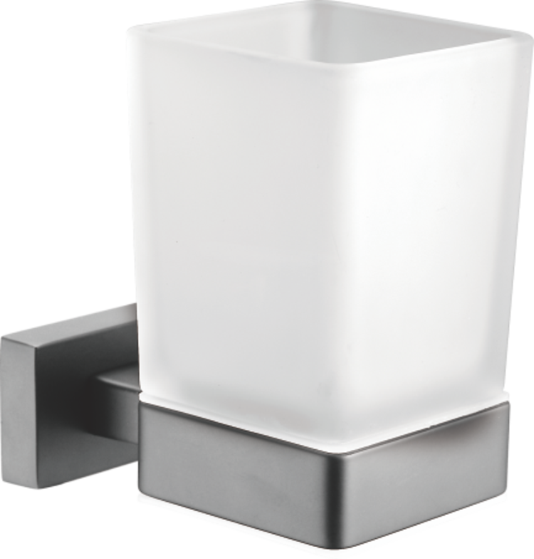 Стакан, стеклянный с держателем, нержавеющая сталь, оружейная сталь B90406