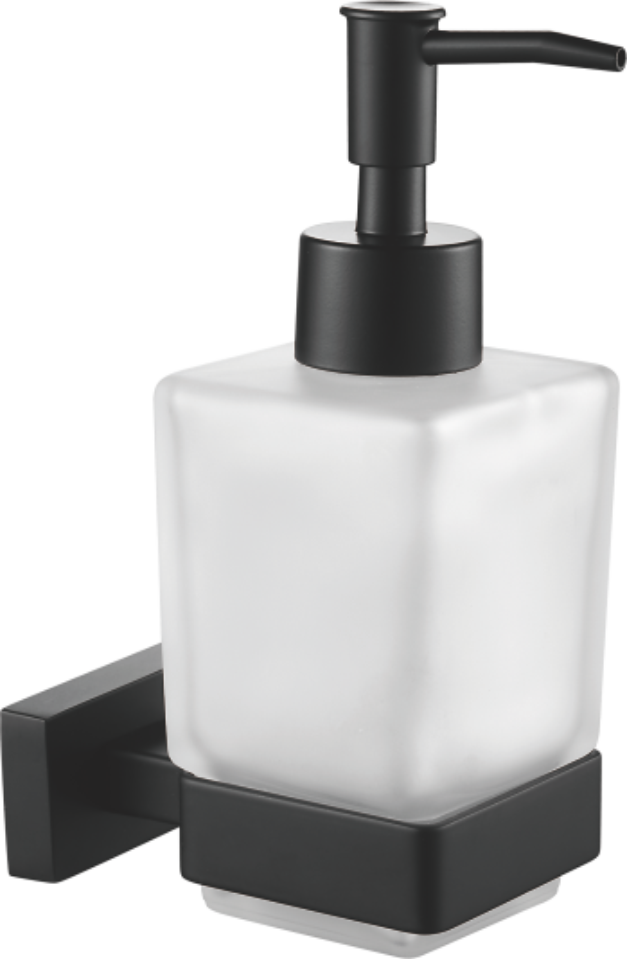 Дозатор жидкого мыла, матовое стекло, нержавеющая сталь, черный B90327