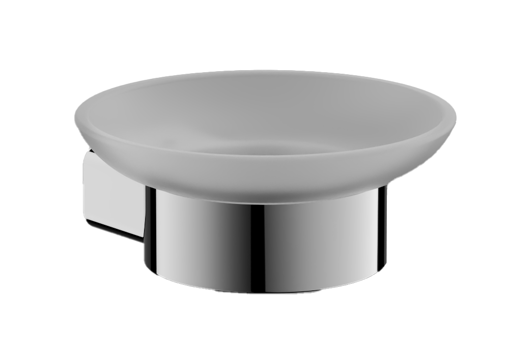 Мыльница стеклянная, нержавеющая сталь, хром