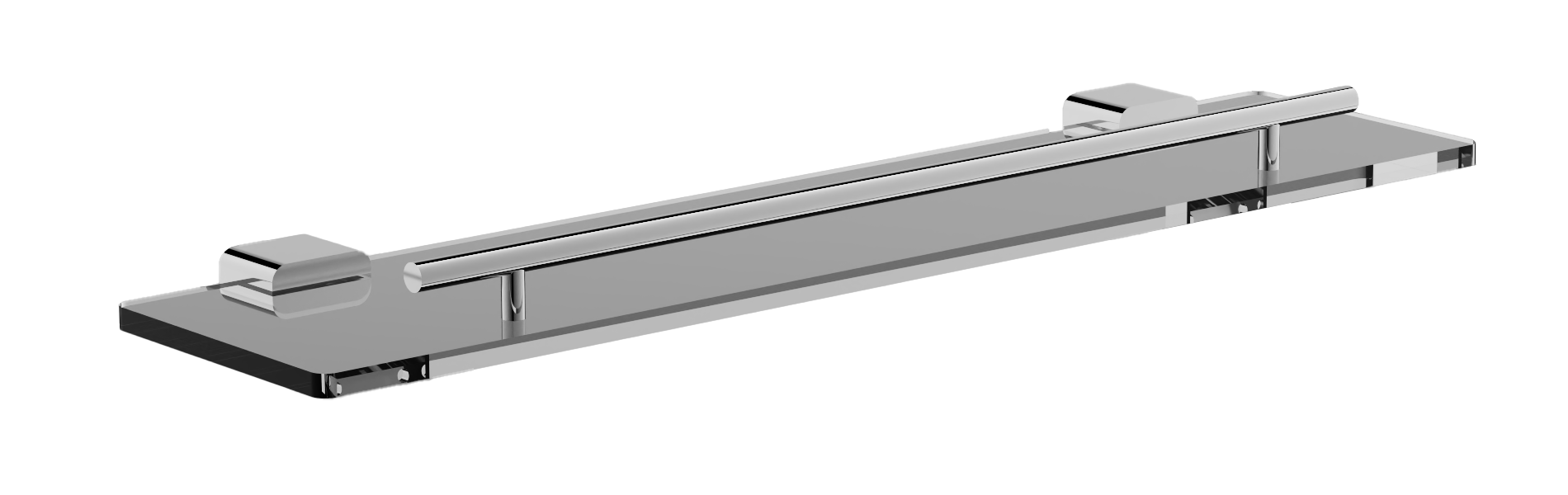 Полка стеклянная, нержавеюшая сталь, хром