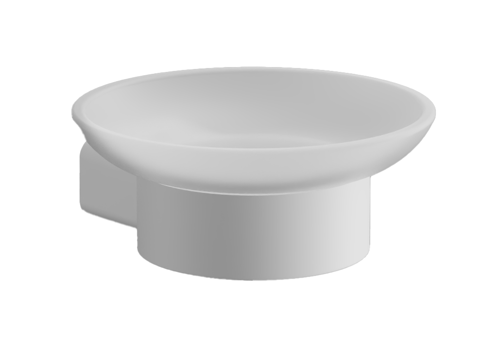 Мыльница стеклянная, нержавеющая сталь, белый