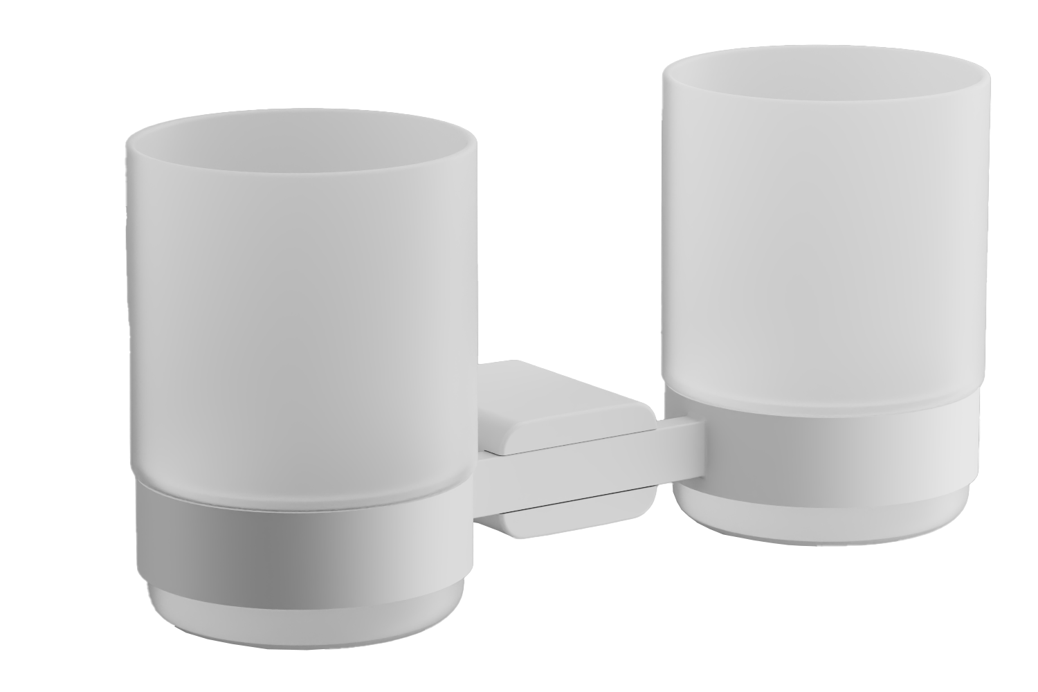 Стакан двойной стеклянный с держателем, нержавеющая сталь, белый