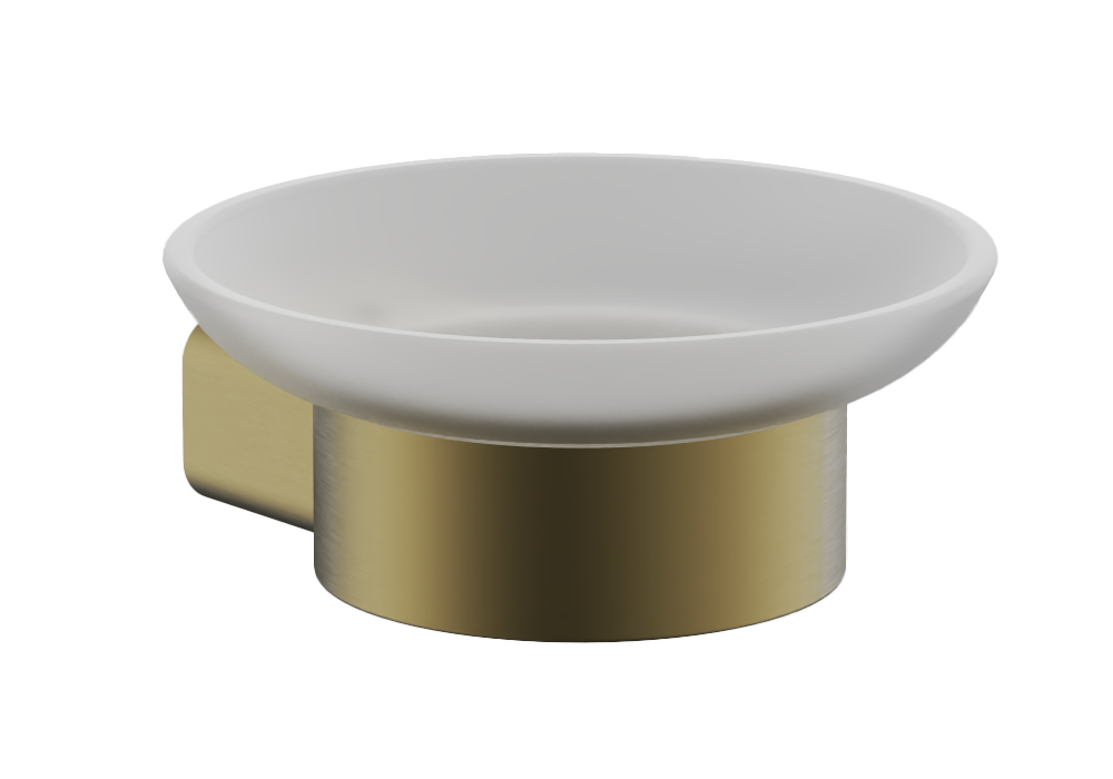 Мыльница стеклянная, нержавеющая сталь, брашированное золото