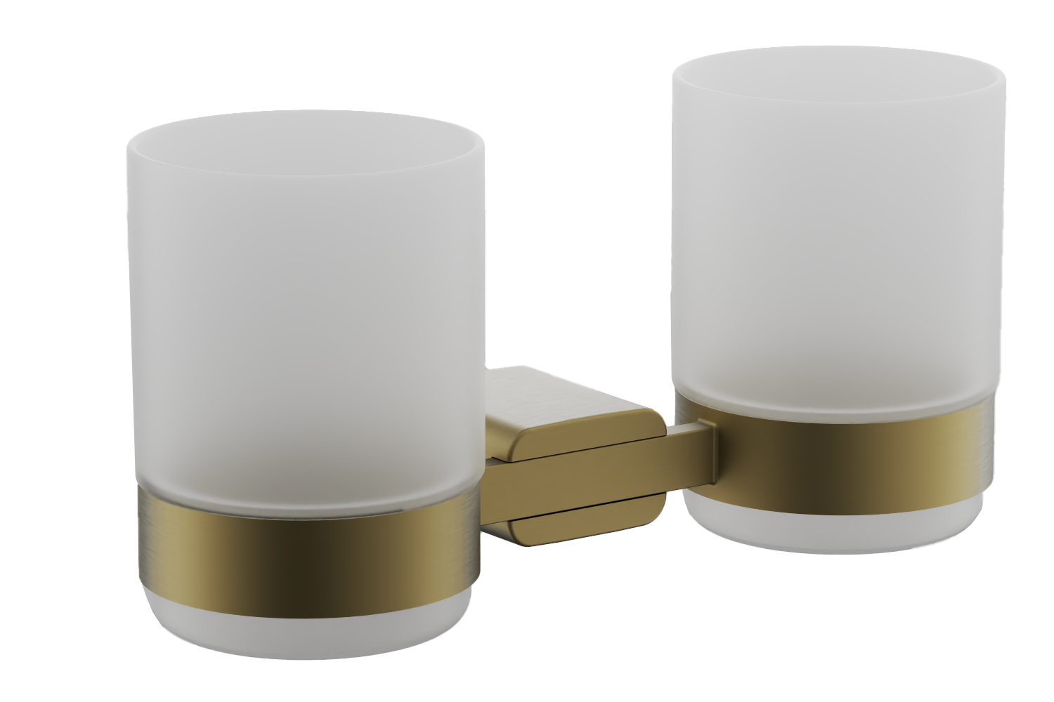 Стакан двойной стеклянный с держателем, нержавеющая сталь, брашированное золото