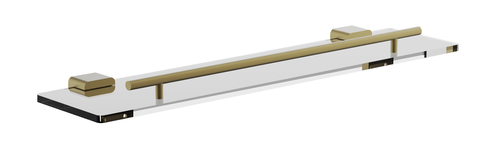 Полка стеклянная, нержавеюшая сталь, брашированное золото