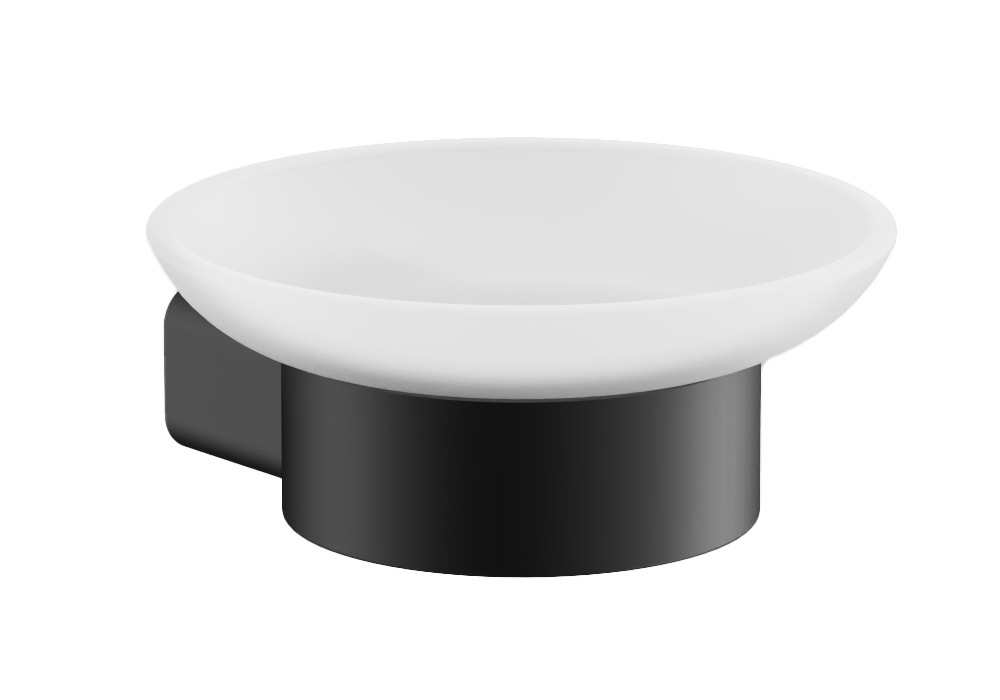 Мыльница стеклянная, нержавеющая сталь, черный