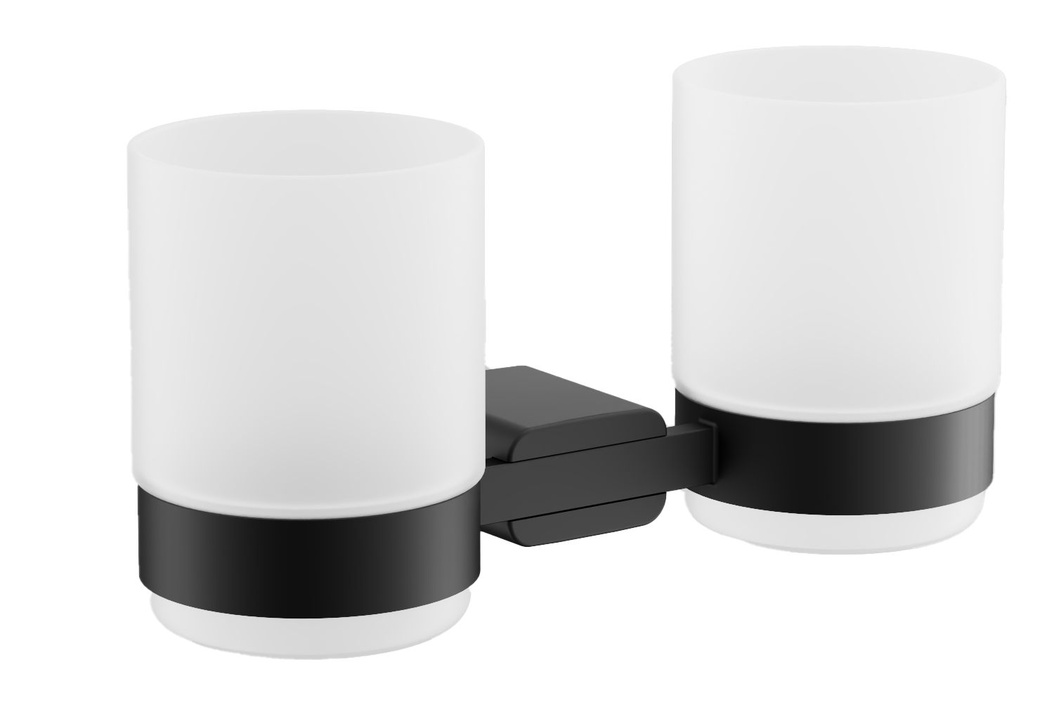 Стакан двойной стеклянный с держателем, нержавеющая сталь, черный