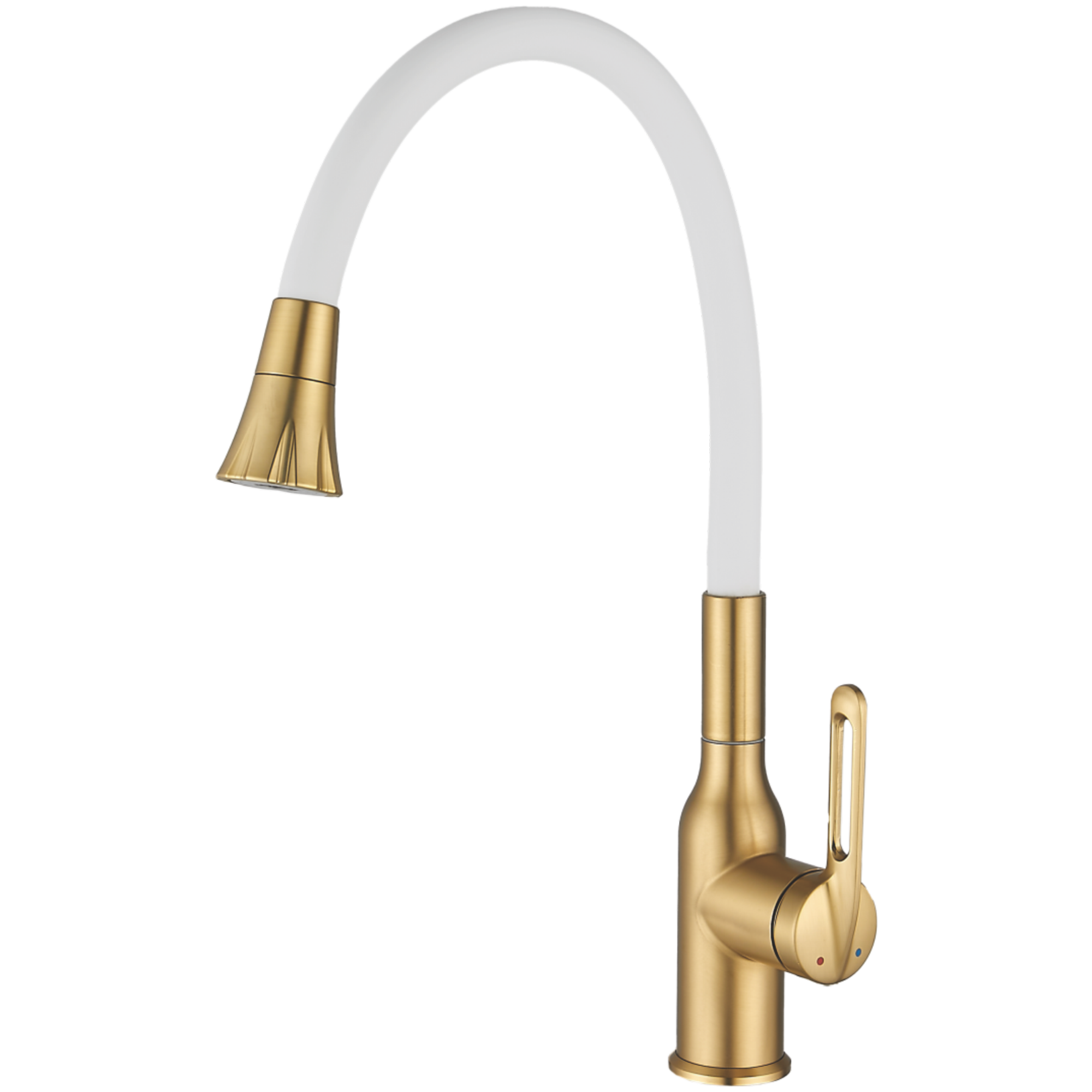 Смеситель для кухни, гибкий излив, нержавеющая сталь, золото/белый HB 42830-5