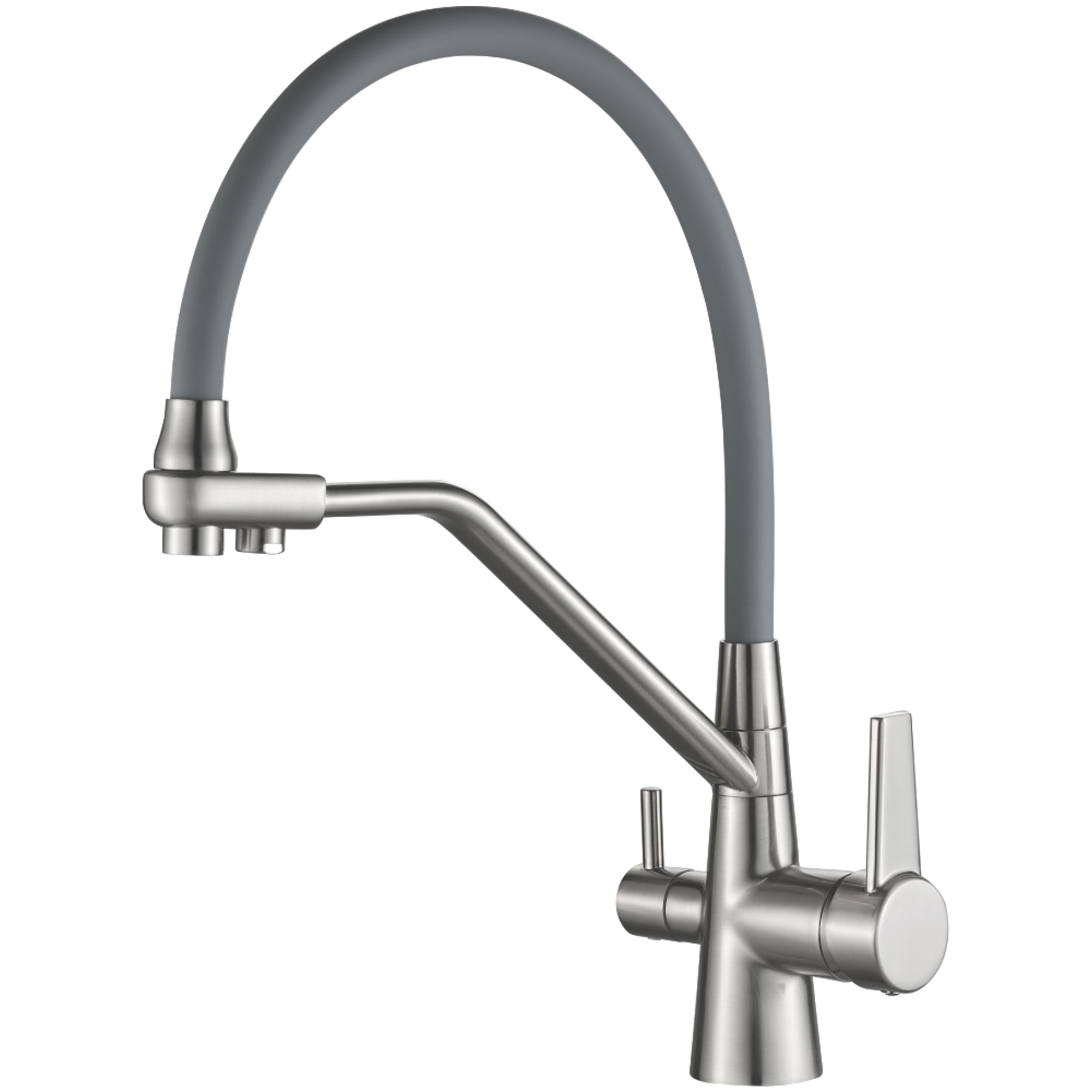 Смеситель для кухни с подключением фильтра, гибкий излив, нержавеющая сталь, серый/сталь HB 76855-5