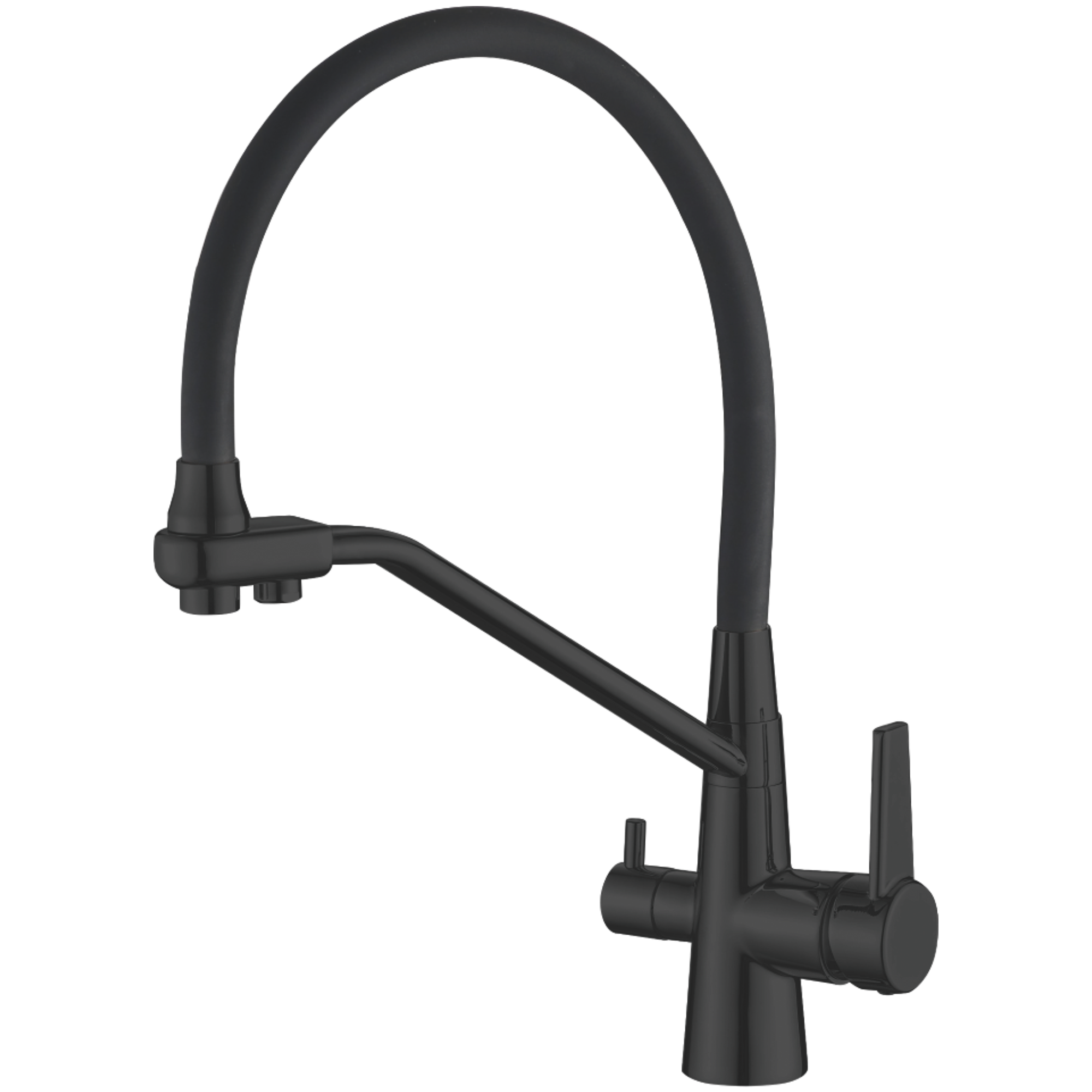 Смеситель для кухни с подключением фильтра, гибкий излив, латунь, черный HB 76855-7