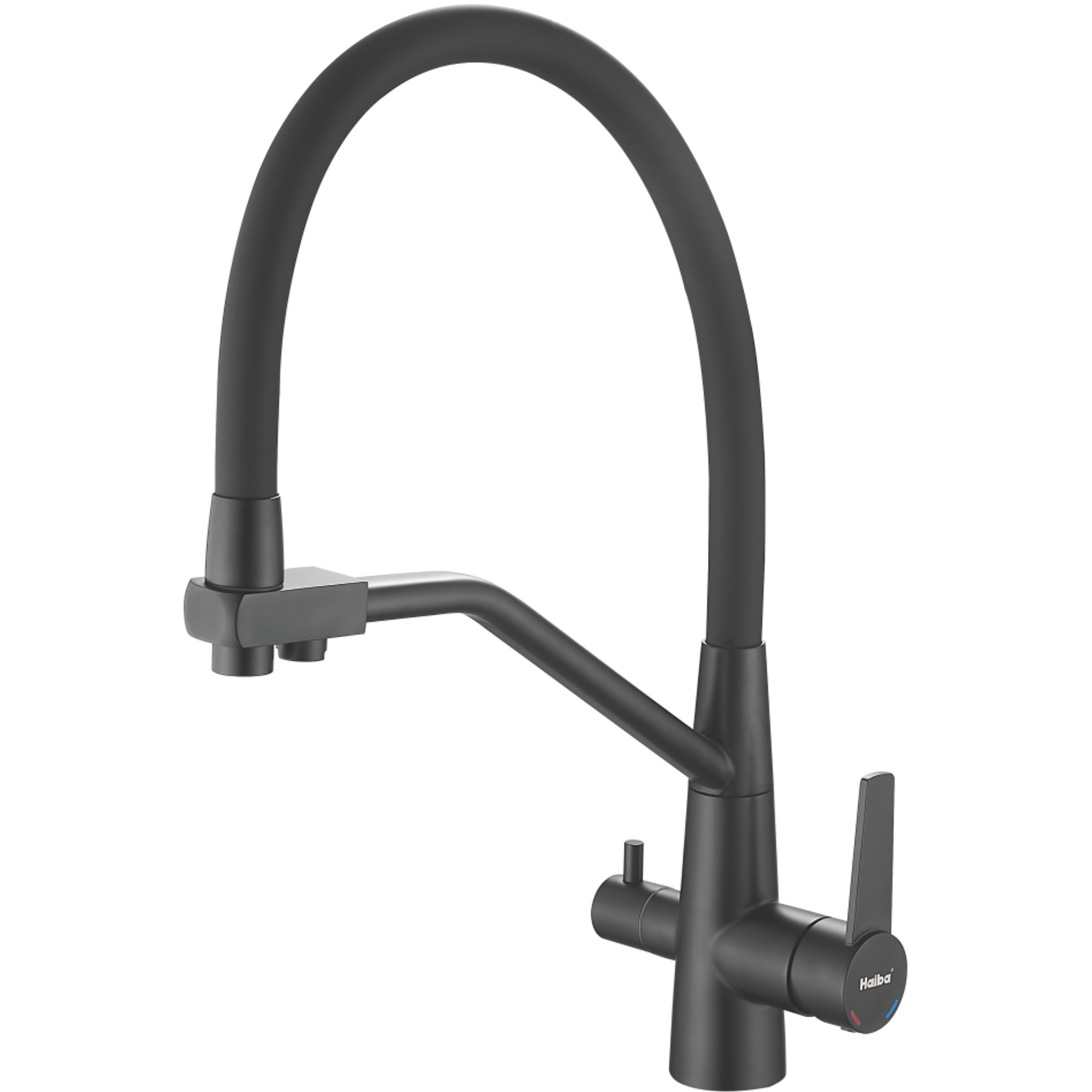 Смеситель для кухни с подключением фильтра, гибкий излив, нержавеющая сталь, черный HB 76822-7