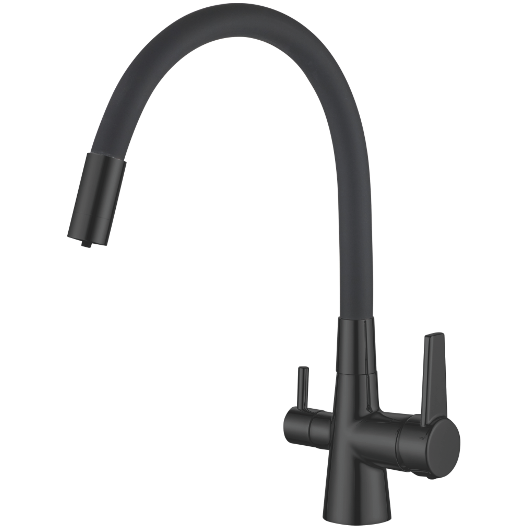 Смеситель для кухни с подключением фильтра, гибкий излив, латунь, черный HB 76859-7